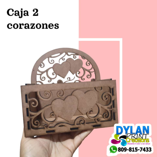 Caja Dos corazones en MDF